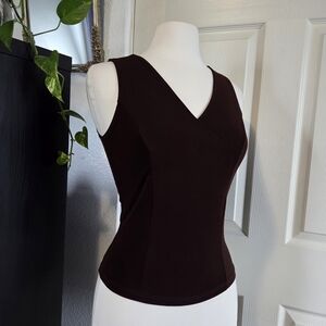 Vintage 90's Fina Fina Brown V-neck Fitted Tank Top Size Large